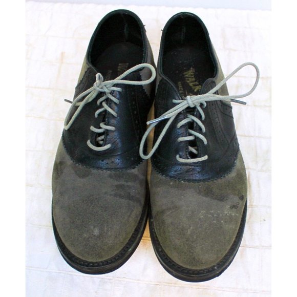 Walk Over Suede Shoes Saddle Grey Black Mens 8.5 Dress Dance Costume Uniform - Picture 10 of 12
